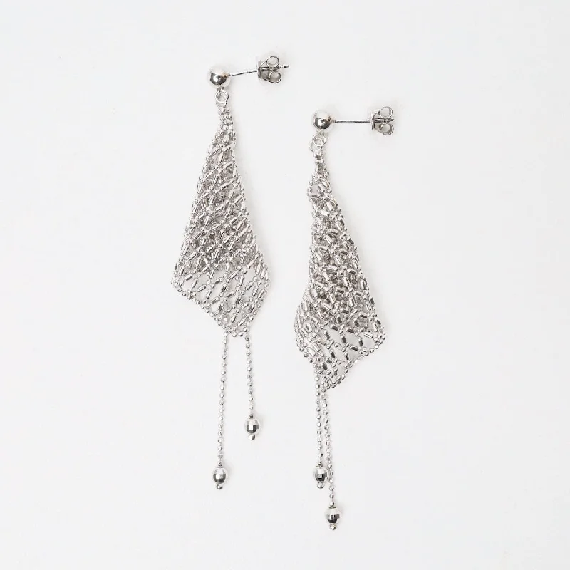 women’s colorful gemstone earrings-Sterling Silver Woven Lace Trumpet Earrings