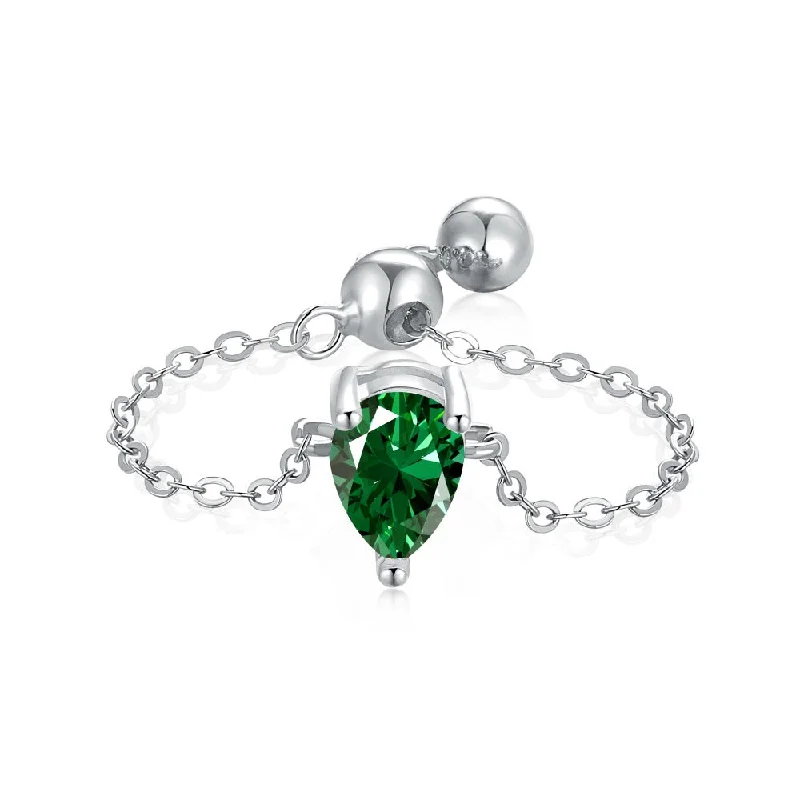 White Gold Green Stone DY120765-S-W-GN