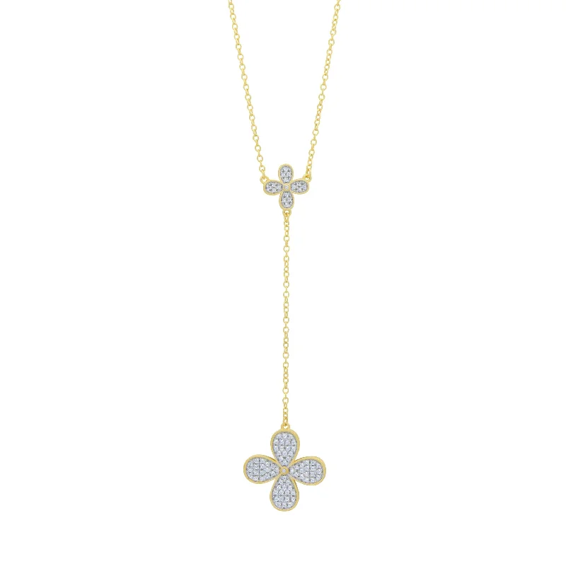 women’s radiant gold necklaces-Blossoming Brilliance Lariat Necklace