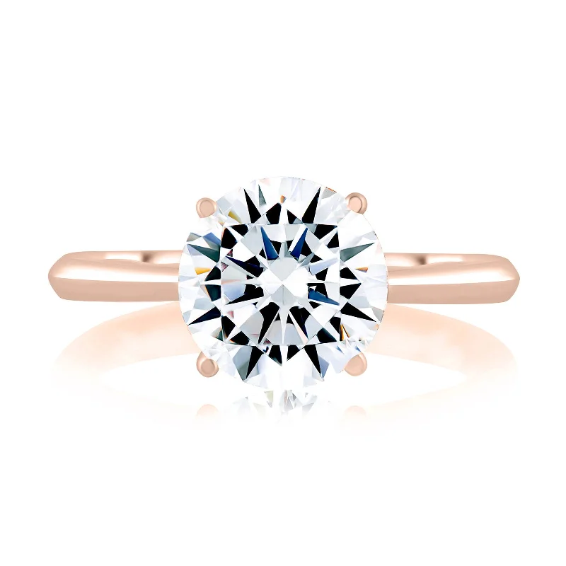 engagement rings with sapphire accents-Diamond Semi Mount Ring | 14k Rose (2.00ct Head)