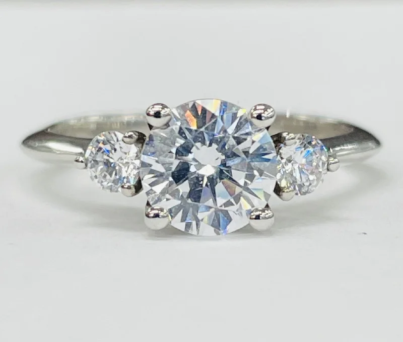 large stone engagement rings-Romance - Simple Three Stone Diamond Setting