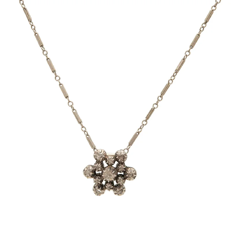 women’s sophisticated pendant designs-Victorian 14k/Sterling Diamond Snowflake Pendant Necklace