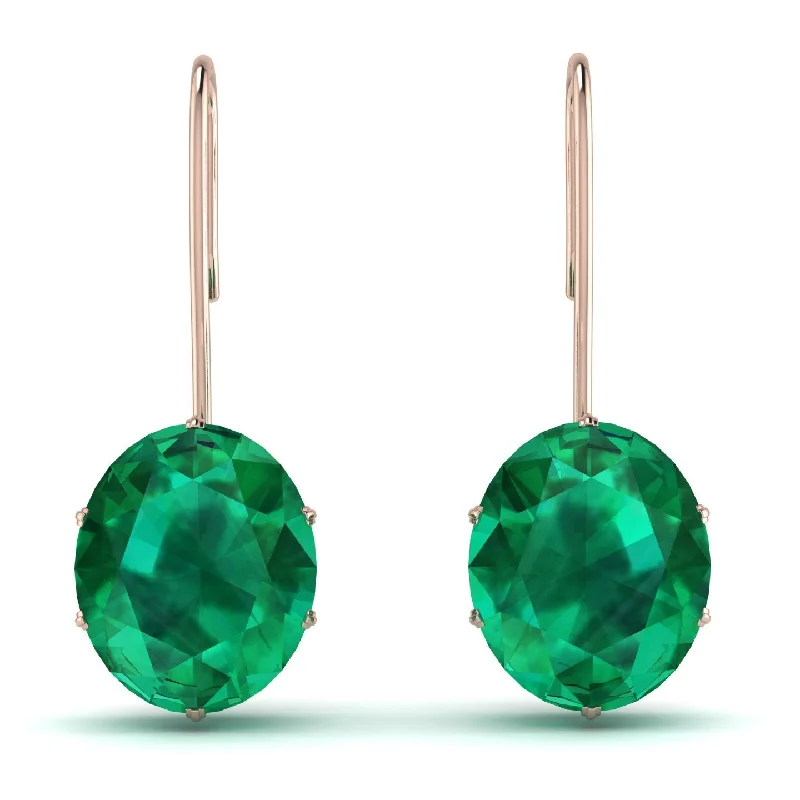 women’s modern crystal drop earrings-Oval Hidden Halo Emerald Earrings - Gemma No. 20