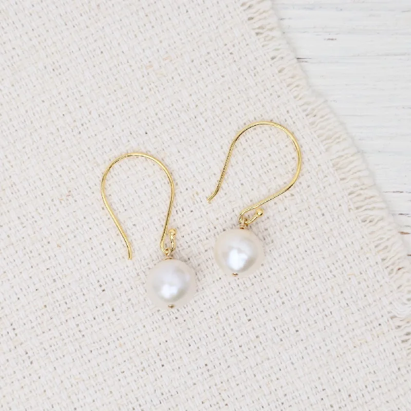 women’s refined crystal earrings-Small White Edison Pearl Drop Earrings