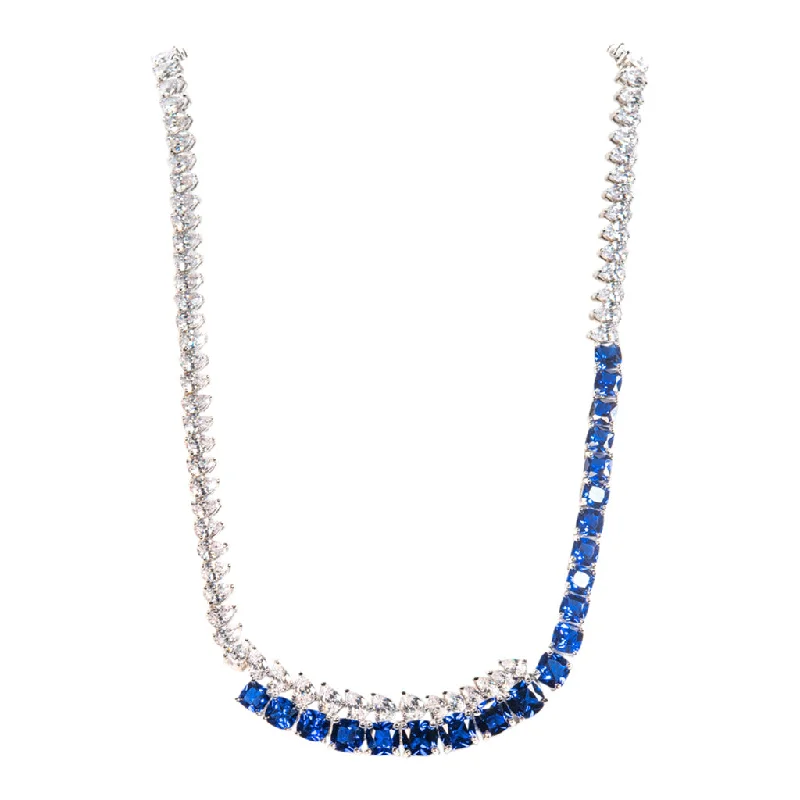 women’s short necklaces-Sapphire Overlapping Statement Necklace