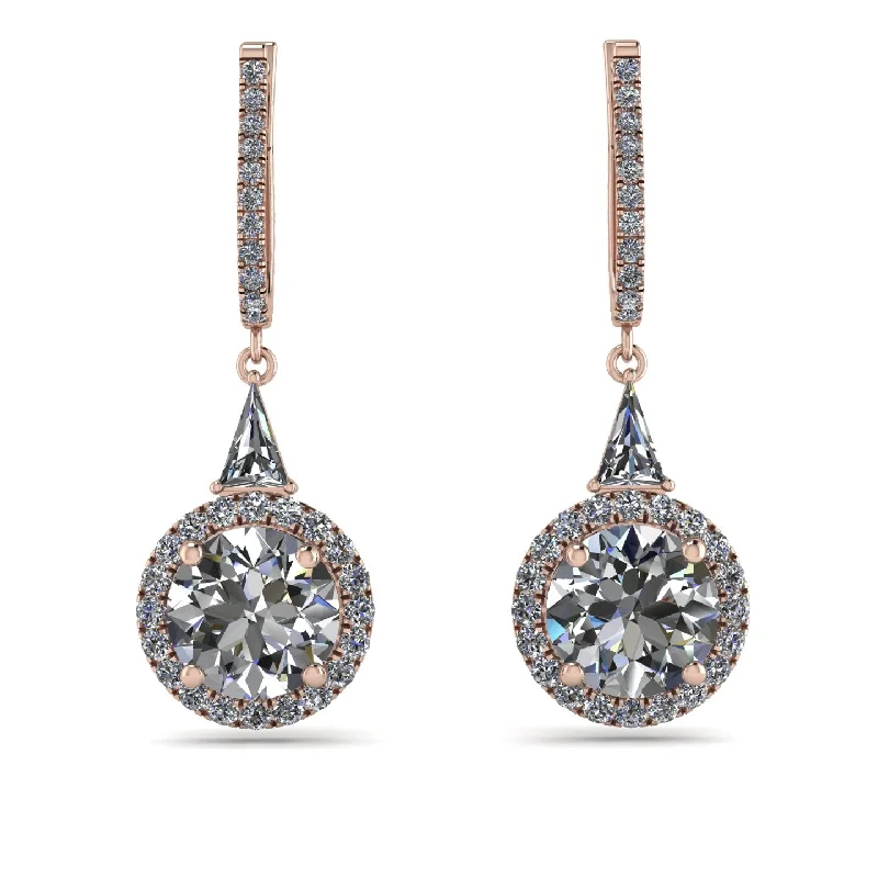 women’s gold and crystal earrings-Hidden Halo Diamond Earrings - Joanna No. 2