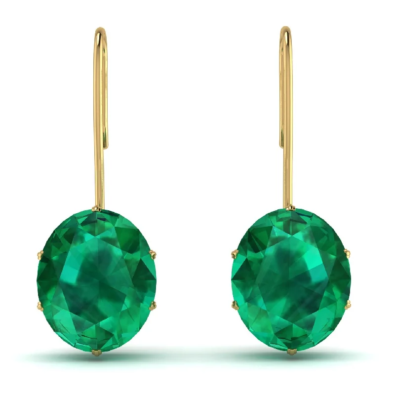 women’s diamond hoop earrings-Oval Hidden Halo Emerald Earrings - Gemma No. 4