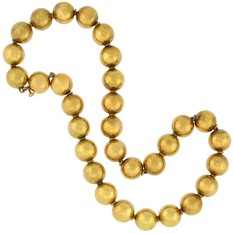 women’s sleek pendant necklaces-Victorian Rare 15kt Yellow Gold Large Bead Necklace 16.25"