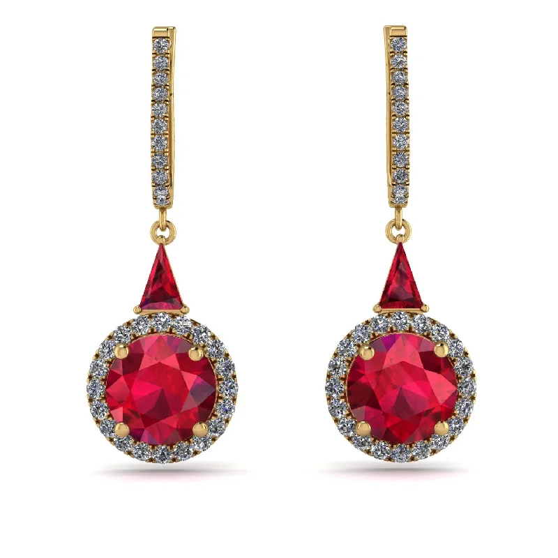 women’s multicolored gemstone earrings-Hidden Halo Ruby Earrings - Joanna No. 10