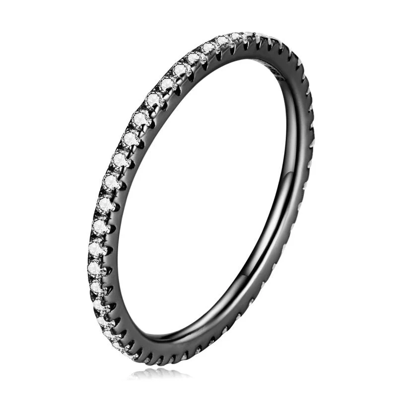 Simple Elf-Silver Ring Black Gold 6