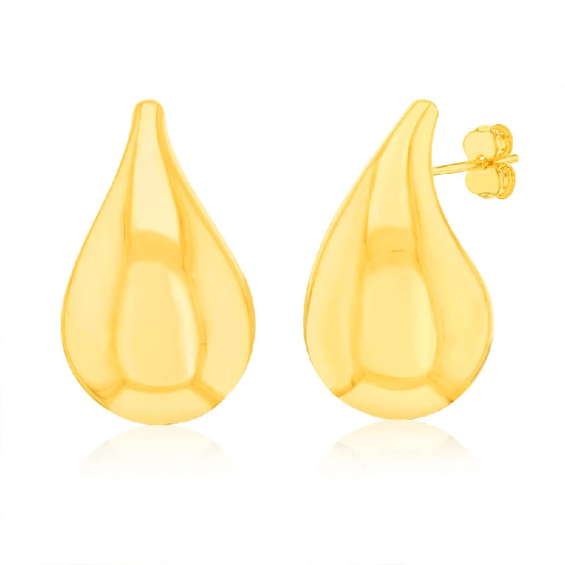 women’s sophisticated gemstone earrings-9ct Yellow Gold Silver-filled Polished Tear Drop Stud Earrings