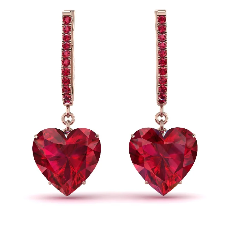 women’s mixed gemstone earrings-Heart Ruby Earrings - Noelle No. 56