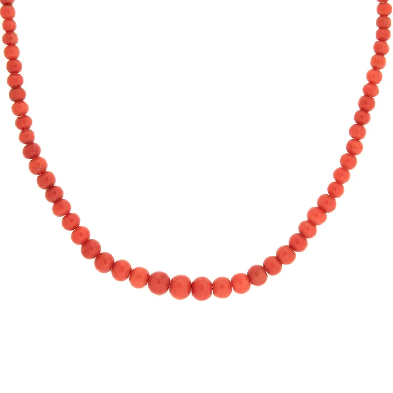 women’s beaded fashion necklaces-Victorian Graduated Coral Bead Necklace 28"