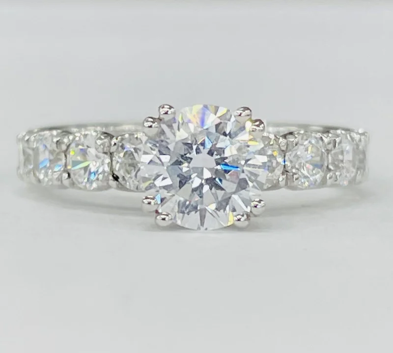 elegant diamond engagement bands-Romance - Classic Shared Prong Diamond Setting