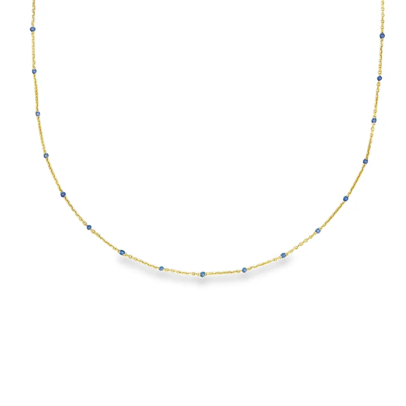 women’s celestial necklaces-Lapis Blue Enamel Satellite Chain