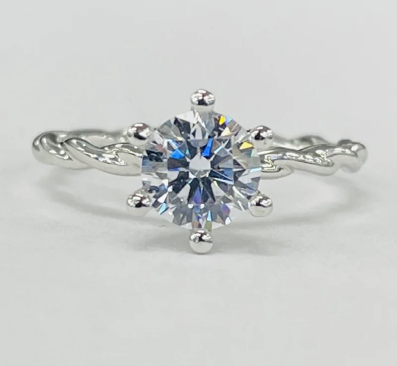 unique engagement rings-Noam Carver - Six Prong Twist Shank Setting