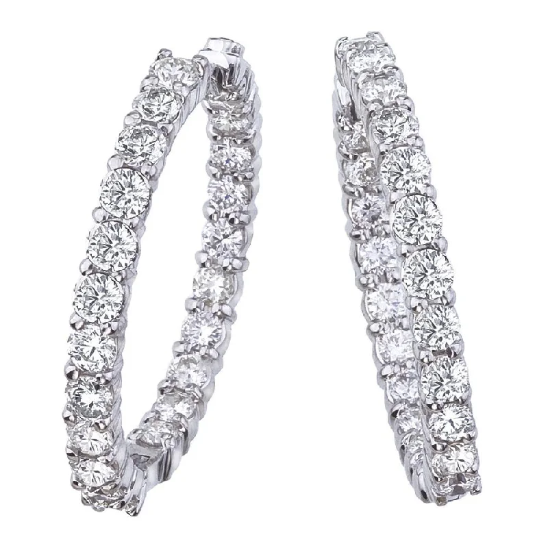 women’s tropical earrings-Roberto Coin 28mm Diamond Hoop Earrings 18K White Gold