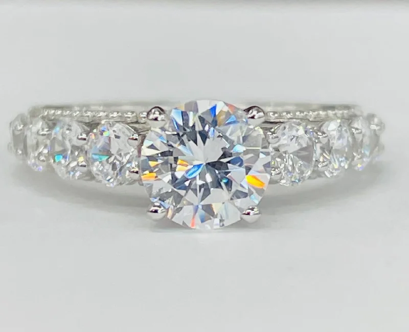 minimalistic engagement rings with diamonds-Romance - Large Diamond Graduated Setting