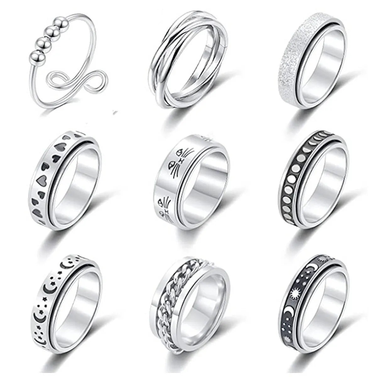 women’s bridal rings with sapphire diamonds-Sources Wholesale Xingyue Couple Ring Double-layer Rotating Dynamic Decompression Anti-anxiety Pressure Titanium Steel Ring