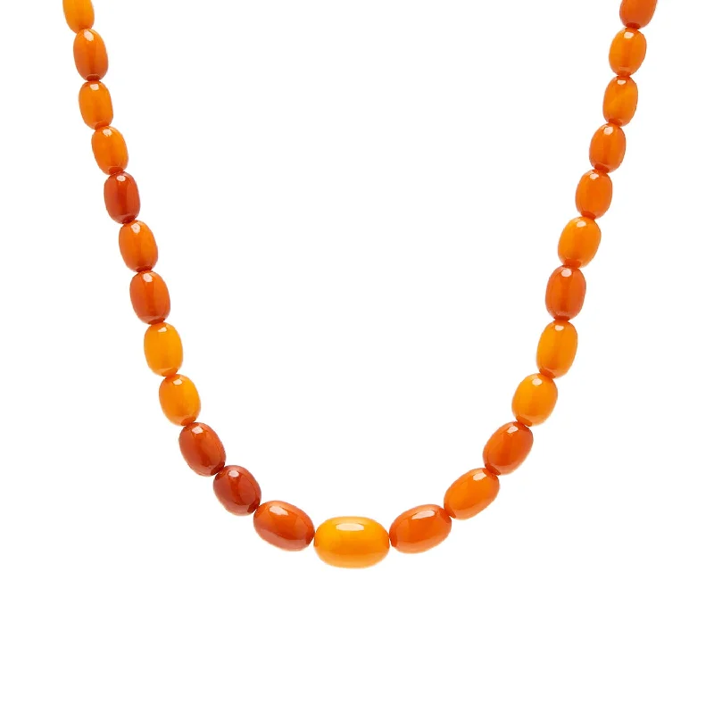 women’s gold statement pendants-Victorian Baltic Yoke Amber Bead Necklace 25"