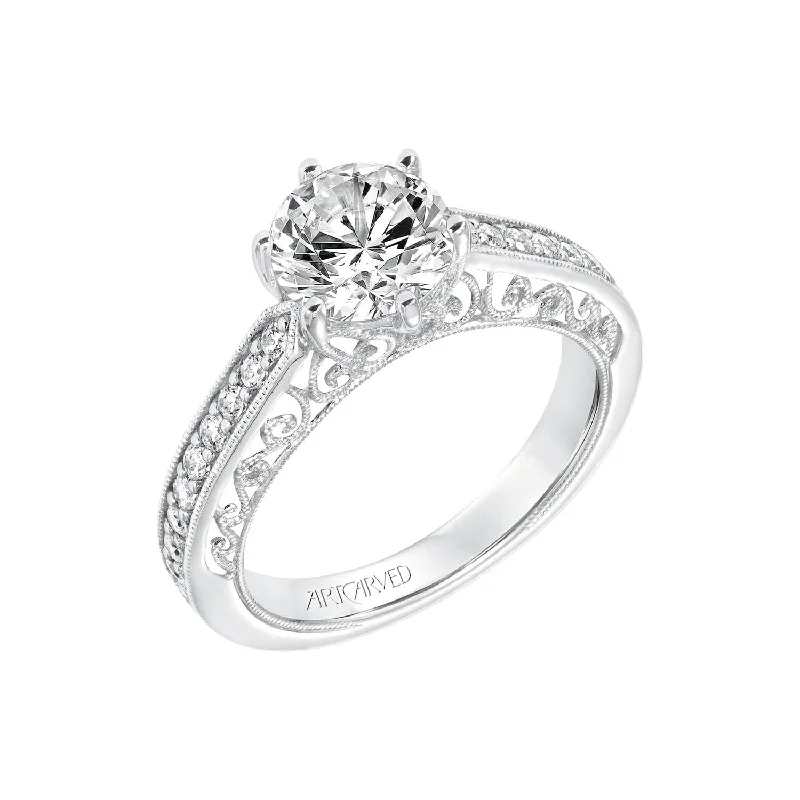 platinum diamond engagement rings-Cossette Diamond Semi Mount Ring