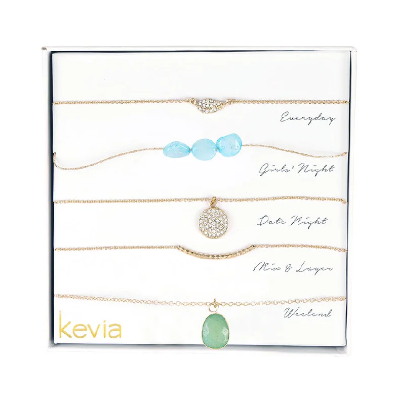 women’s anniversary gemstone necklaces-Natural Aqua Stone Necklace Set