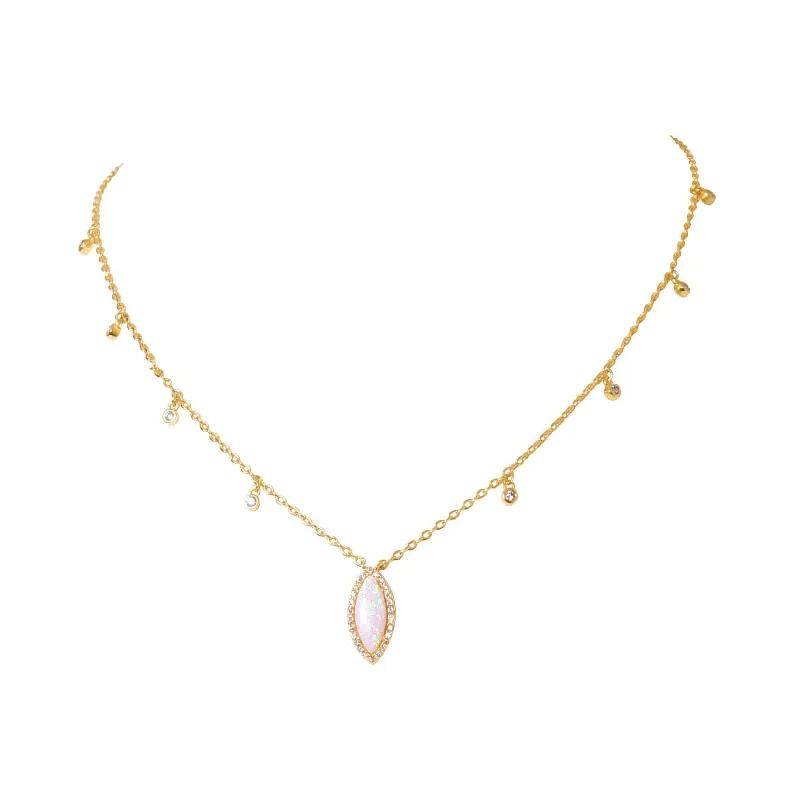 women’s infinity stone necklaces-Ophelia Delicate Opal Drop Necklace