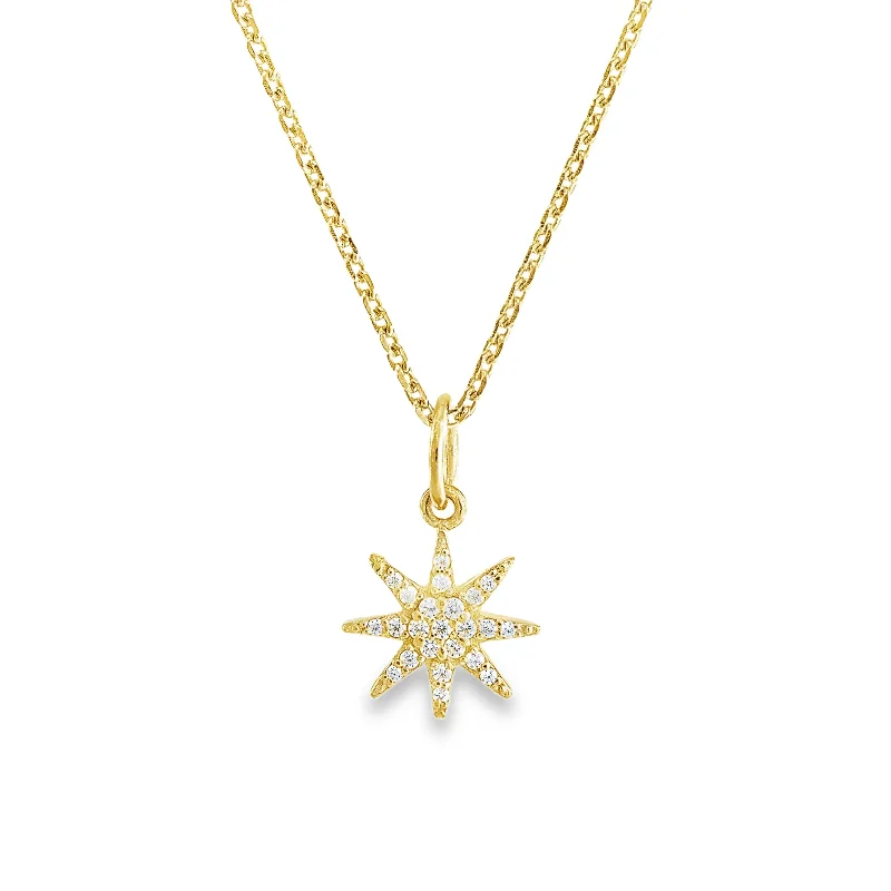 women’s double pendant necklaces-Gold Star Burst Pendant