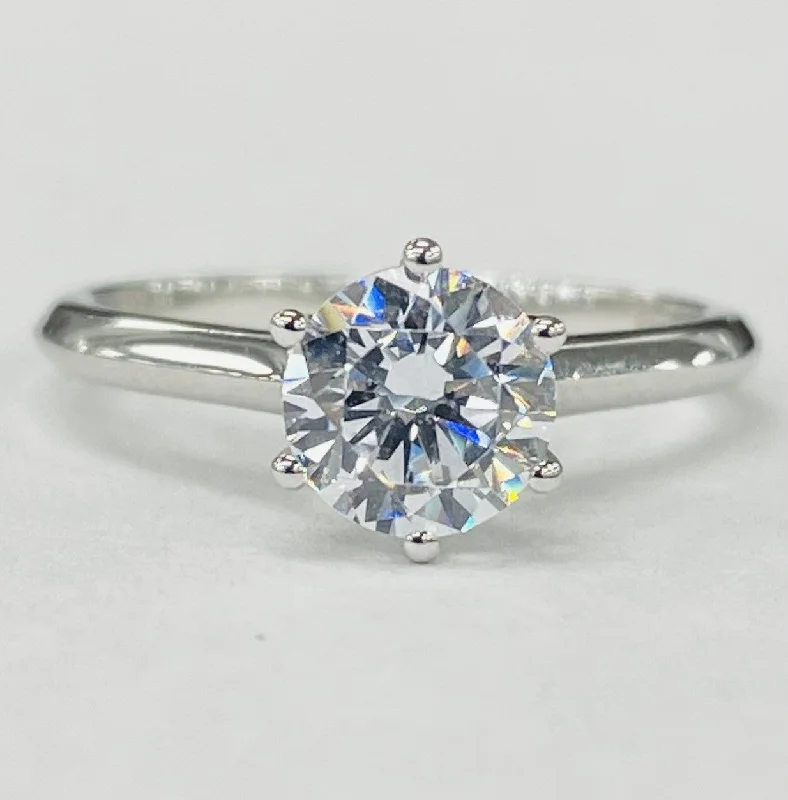 engagement rings with twisted bands-Noam Carver - Six Prong Accented Diamond Setting