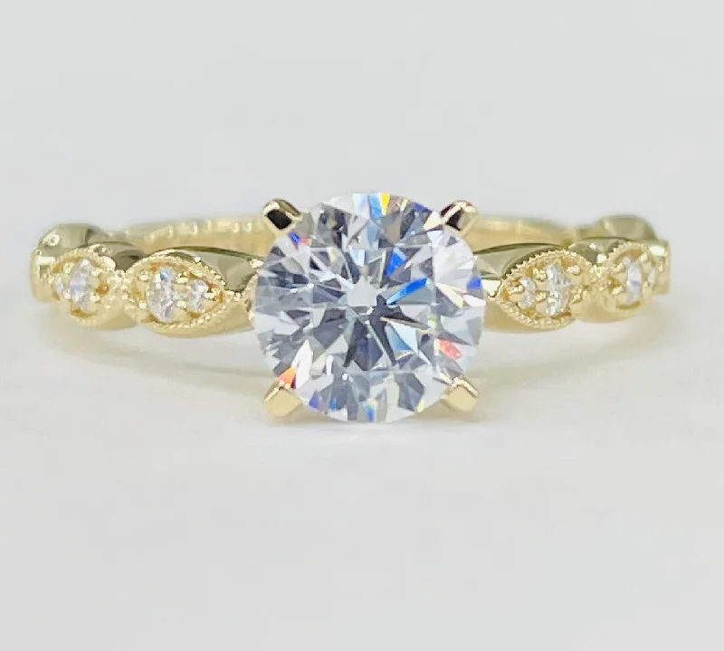 vintage engagement rings for brides-Noam Carver - Scalloped Cathedral Diamond Setting