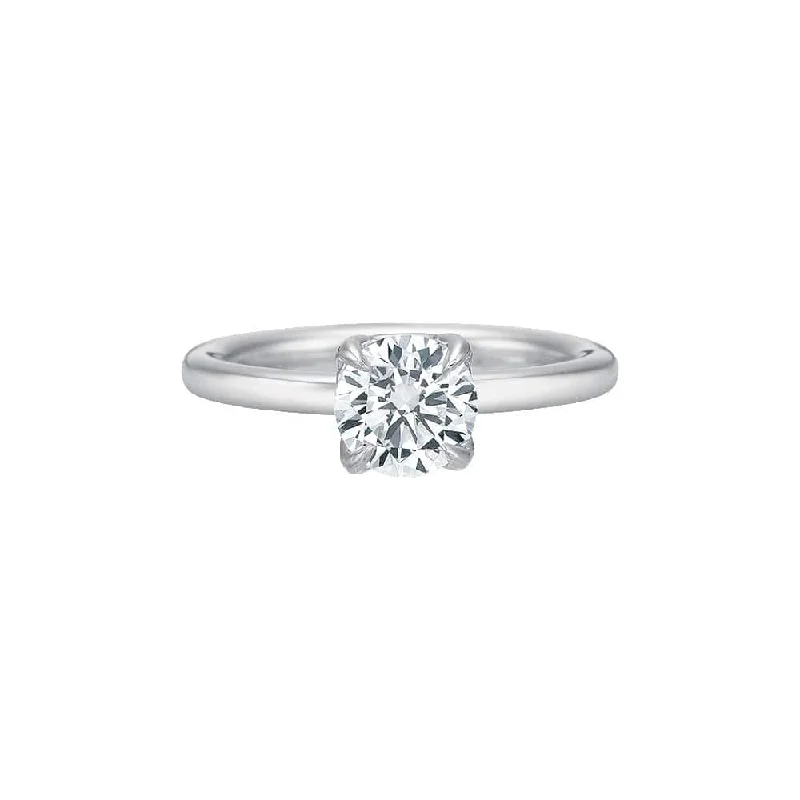 custom-designed vintage engagement rings-Plat Classic Petal Gallery Solitaire Setting