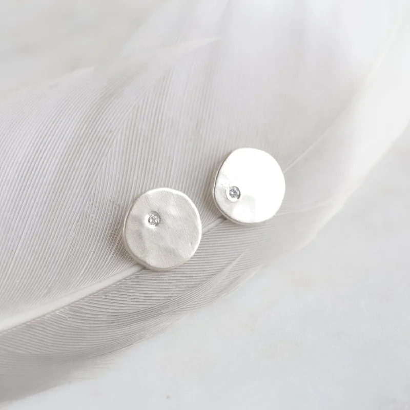 women’s chic pearl drop earrings-Giant Diamond Button Stud  Earrings