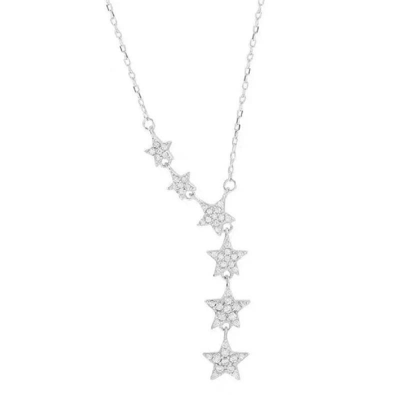 women’s adjustable gold necklaces-SHOOTING STAR - Sterling Silver & Zircon Necklace