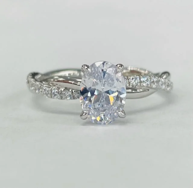 engagement rings with diamond clusters-Romance - Simple Twist Diamond Setting