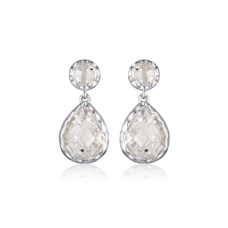 women’s luxury drop gemstone earrings-Georgini Luxe Sterling Silver Zirconia Nobile Earrings