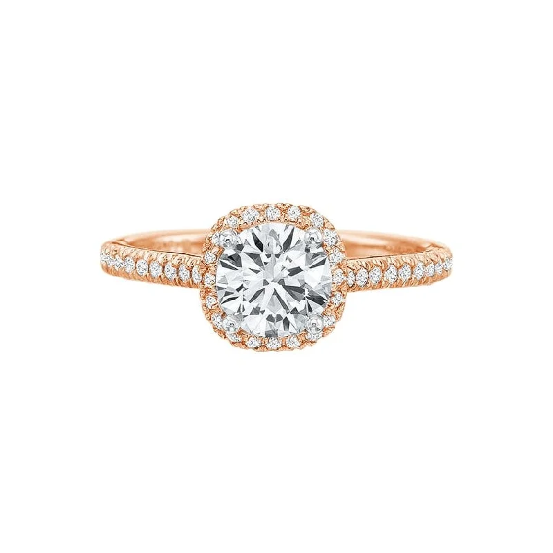 engagement rings with oval diamonds-New Aire Petite Cushion Halo Diamond Semi Mount Ring