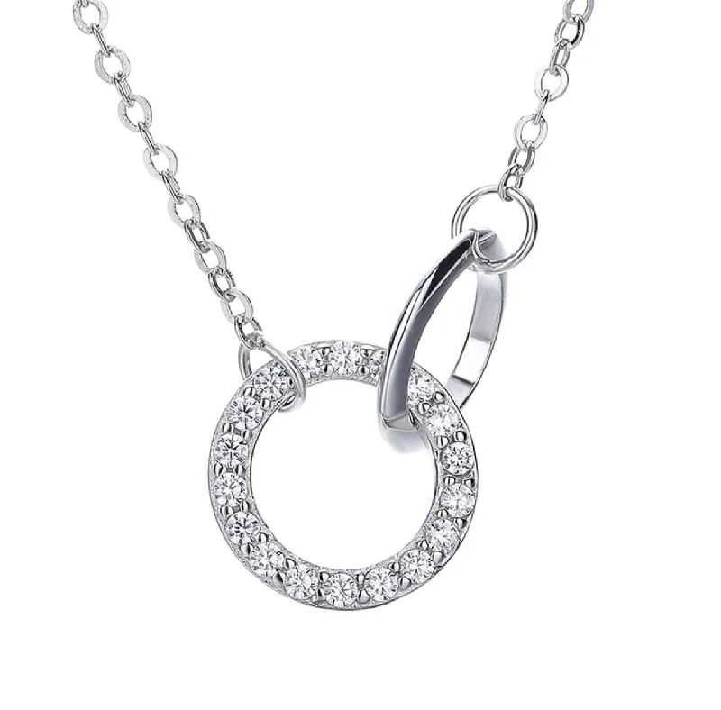 women’s vintage-style chain necklaces-OLIVIA - Sterling Silver & Zircon Halo Necklace