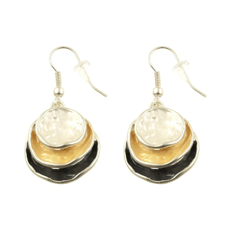 women’s precious gemstone earrings-Gold Mix Triple Circle Earrings