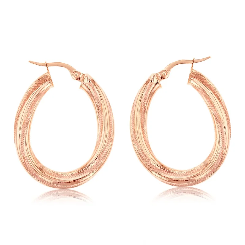 women’s elegant pearl earrings-9ct Yellow Gold Twisted Hoop Earrings