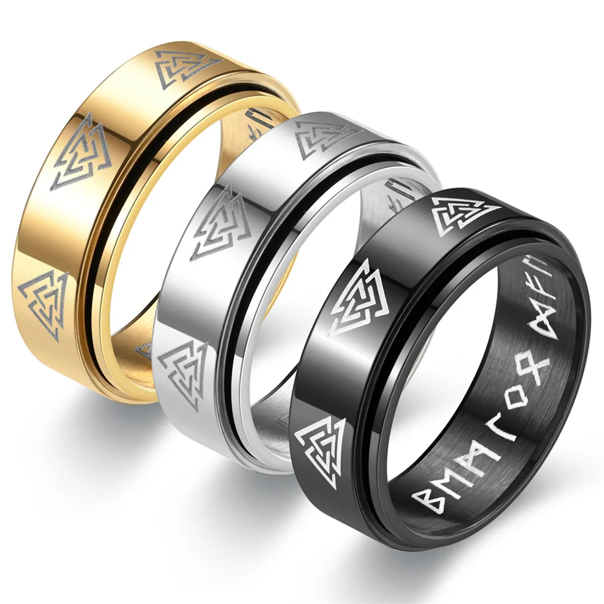 women’s double band rings-Simple Style Symbol Stainless Steel Unisex Rings