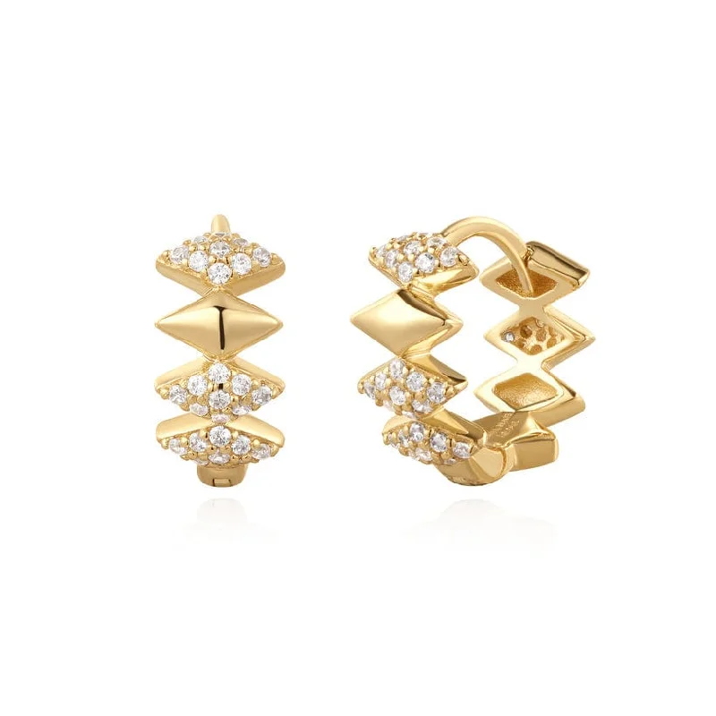 women’s luxury silver earrings-Gold Multi Sparkle Huggie Earrings