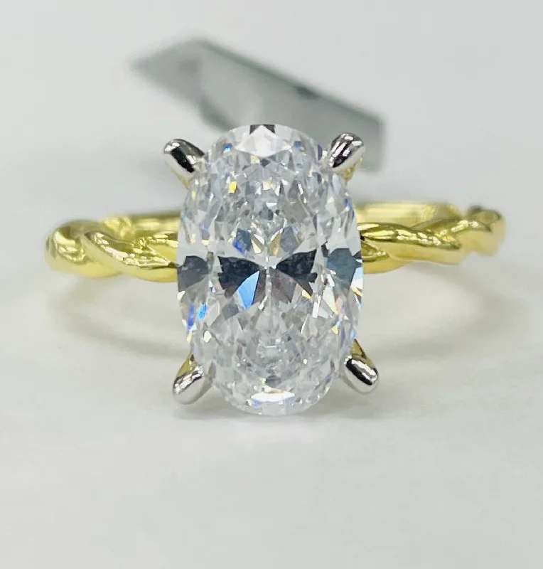 engagement rings with colored diamonds for brides-Noam Carver - Premium Twist Shank Hidden Halo Diamond Setting