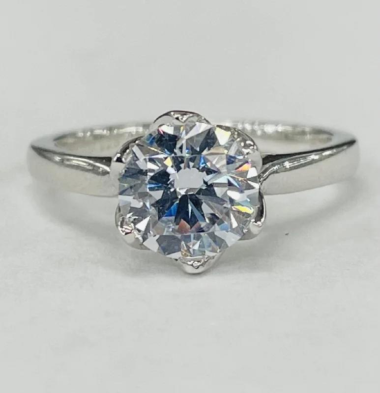 affordable engagement rings-Noam Carver - Six Prong Cathedral Solitare Setting