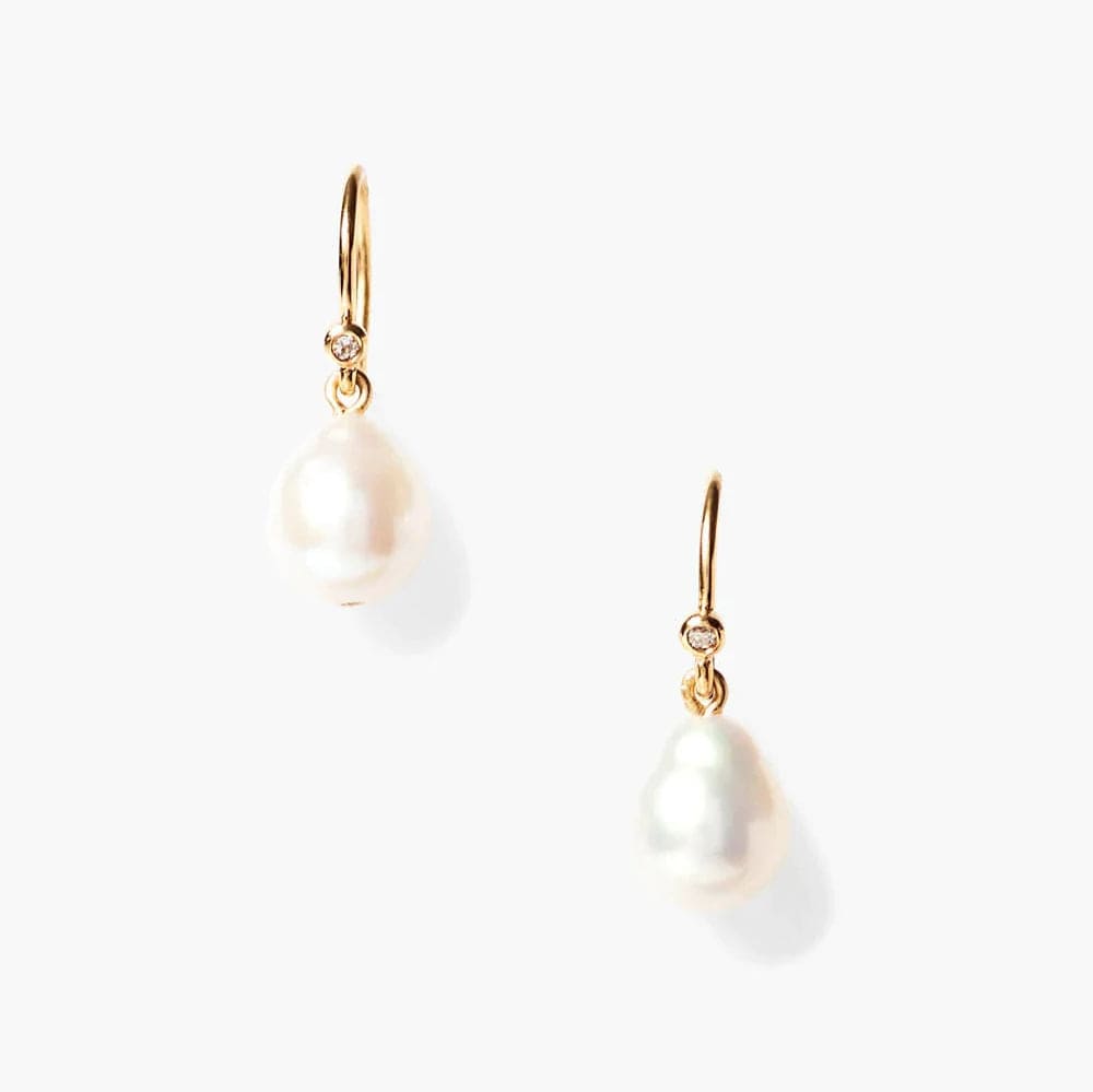 women’s chic drop gemstone earrings-14k Edison White Pearl Earrings