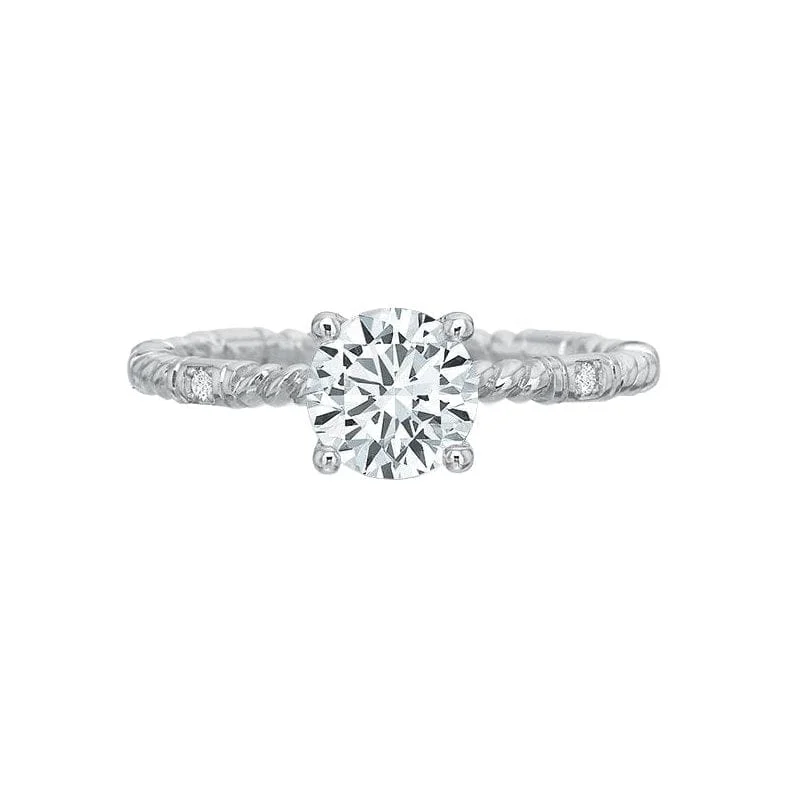 timeless engagement rings for brides-Rope Diamond Station Semi Mount Ring