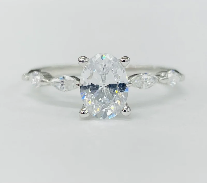 heart-shaped diamond engagement rings-Romance - East/West Accented Solitare Setting