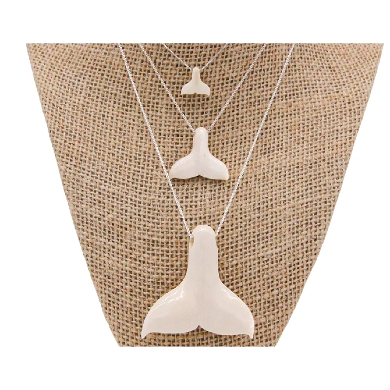 women’s cubic zirconia necklaces-Fossil Whale Tail Pendant