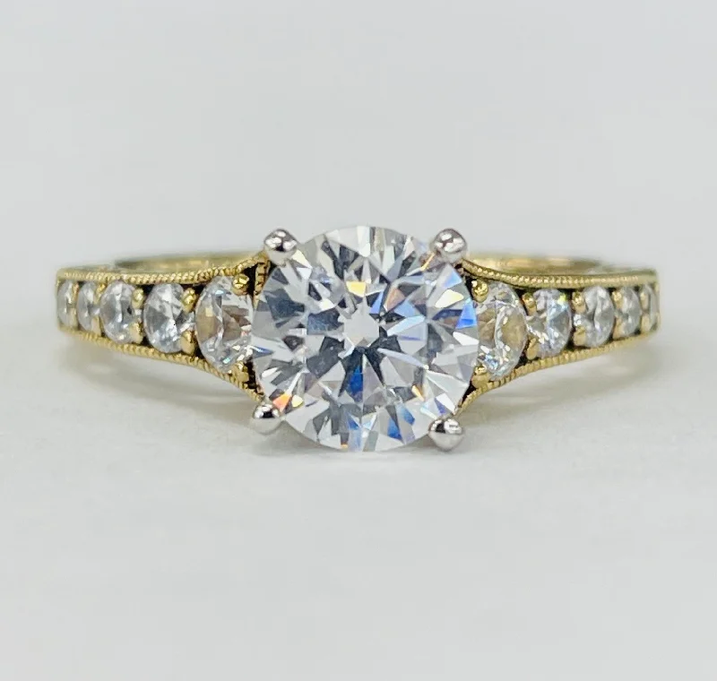 luxurious diamond engagement rings-Romance - Yellow Gold Graduated Diamond Setting