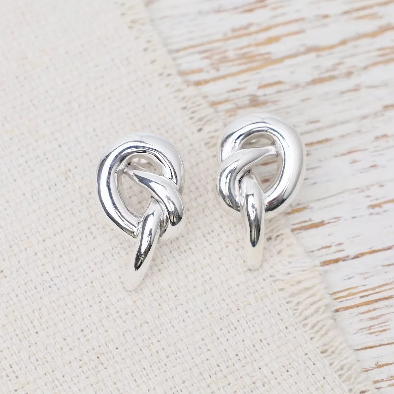 women’s bohemian earrings-Electroform Knot Post Earrings