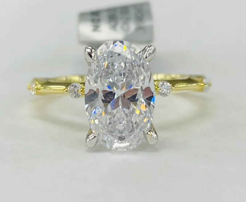 timeless engagement rings with colored stones-Noam Carver - Premium Hidden Halo Simple Accented Diamond Setting